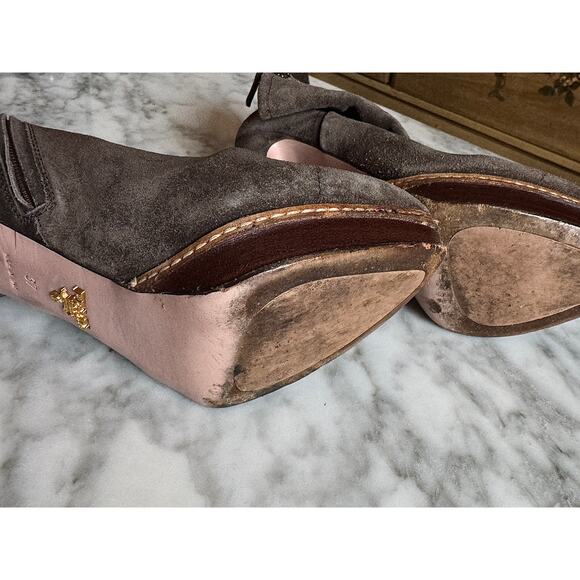 Prada Brown Suede Ankle Boot - Picture 6 of 7